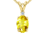 Tommaso Design™ Oval Genuine Yellow Sapphire Pendant Necklace