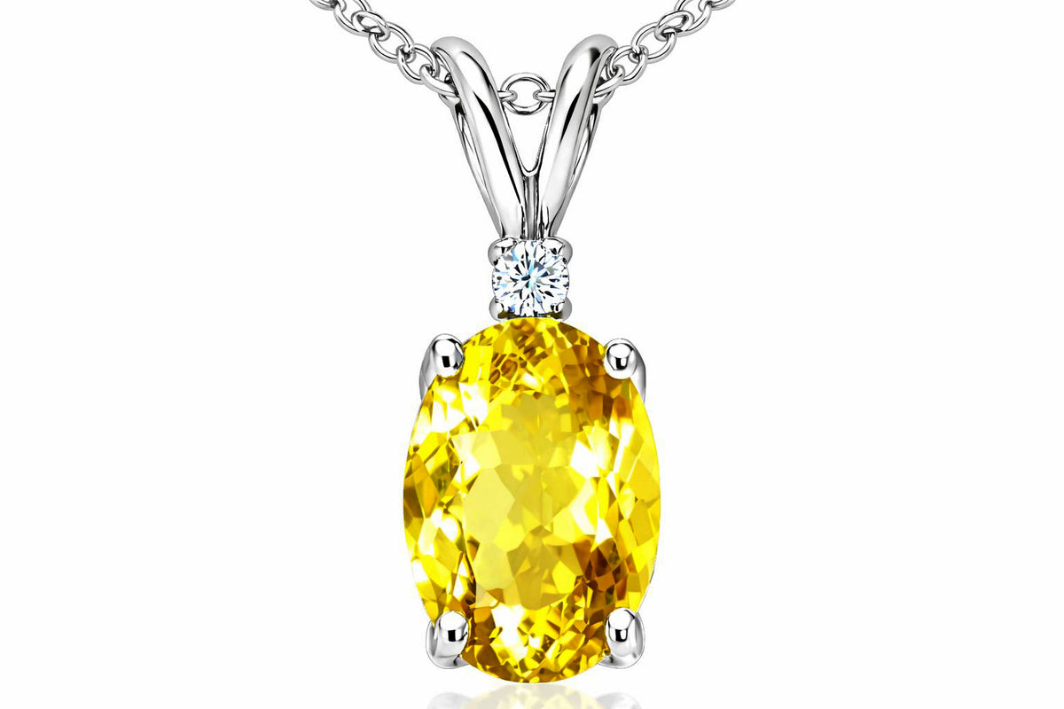 Tommaso Design™ Oval Genuine Yellow Sapphire Pendant Necklace