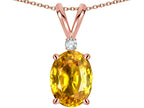 Star K™ Oval 8x6mm Genuine Yellow Orange Sapphie Rabbit Ear Pendant Necklace