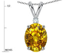 Star K™ Oval 8x6mm Genuine Yellow Orange Sapphie Rabbit Ear Pendant Necklace