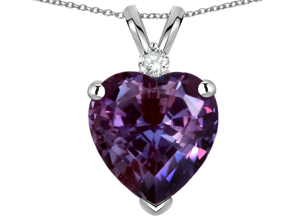 Star K™ 8mm Heart Shape Simulated Alexandrite Pendant Necklace