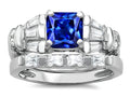 Star K 6mm Square Cut Created Sapphire Wedding Set