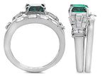 Star K 6mm Square Cut Simulated Emerald Wedding Set