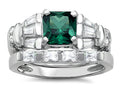 Star K 6mm Square Cut Simulated Emerald Wedding Set
