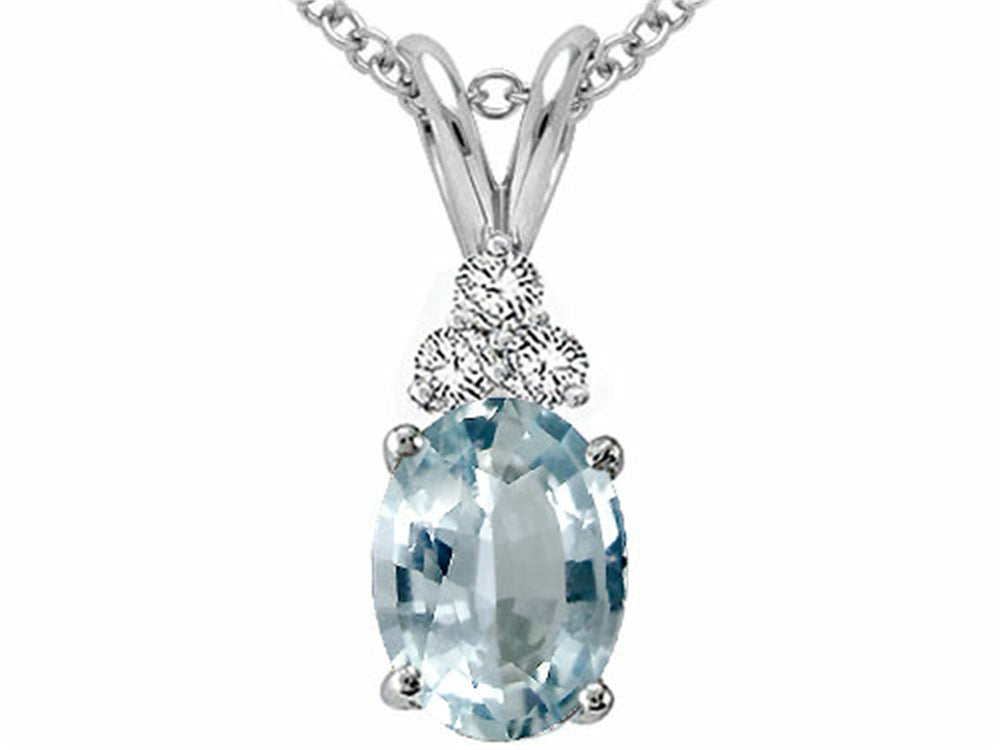 Tommaso Design™ Oval 8x6mm Genuine Aquamarine Pendant Necklace