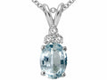 Tommaso Design™ Oval 8x6mm Genuine Aquamarine Pendant Necklace