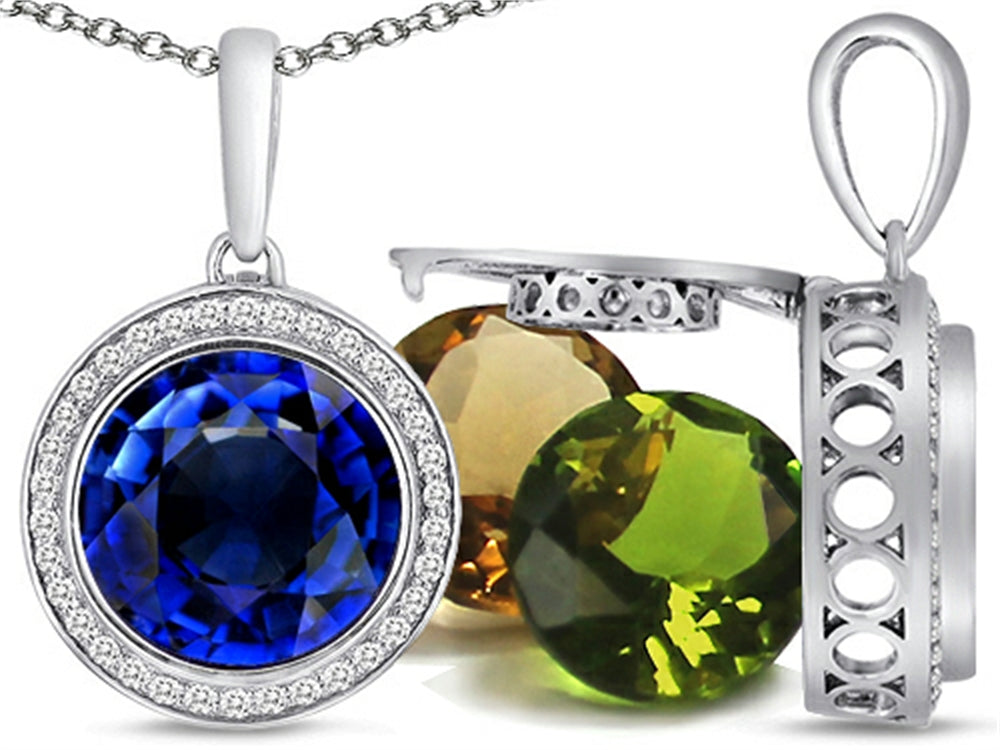 Switch-It Gems™ Round 10mm Simulated Sapphire Pendant Necklace Total of 12 Interchangeable Simulated Stones