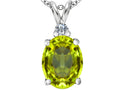 Star K™ Large 14x10mm Oval Simulated Peridot and Cubic Zirconia Pendant Necklace