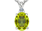 Star K™ Large 14x10mm Oval Simulated Peridot and Cubic Zirconia Pendant Necklace