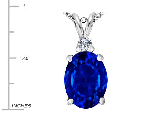 Star K™ Large 14x10mm Oval Simulated Sapphire Pendant Necklace