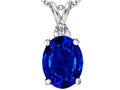 Star K™ Large 14x10mm Oval Simulated Sapphire Pendant Necklace