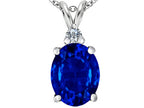 Star K™ Large 14x10mm Oval Simulated Sapphire Pendant Necklace