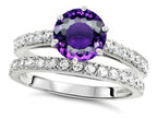 Star K Round 7mm Simulated Amethyst Wedding Ring