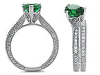 Star K Heart Shape 7mm Simulated Emerald Wedding Set