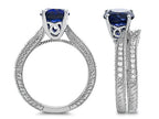 Star K Round 7mm Created Sapphire Wedding Set