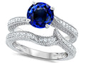 Star K Round 7mm Created Sapphire Wedding Set