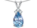 Star K™ Pear Shape 8x6mm Simulated Aquamarine Rabbit Ear Pendant Necklace