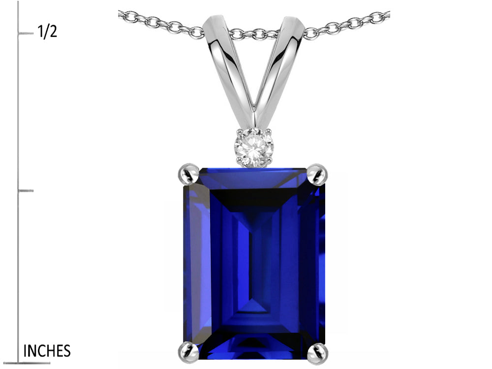 Star K ™ Classic Octagon Emerald Cut 8x6mm Created Sapphire Pendant Necklace