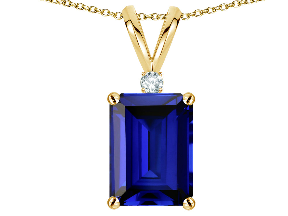 Star K ™ Classic Octagon Emerald Cut 8x6mm Created Sapphire Pendant Necklace