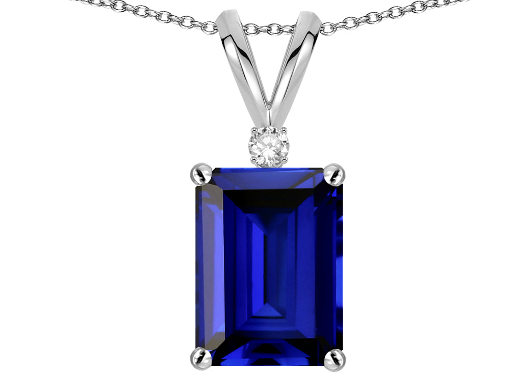 Star K ™ Classic Octagon Emerald Cut 8x6mm Created Sapphire Pendant Necklace