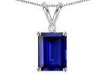 Star K ™ Classic Octagon Emerald Cut 8x6mm Created Sapphire Pendant Necklace