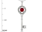 Star K ™ Key to my Heart Clover Key Pendant Necklace with Round Created Ruby