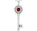 Star K ™ Key to my Heart Clover Key Pendant Necklace with Round Created Ruby