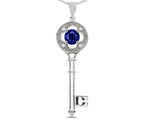 Star K ™ Key to my Heart Clover Key Pendant Necklace with Round Created Sapphire
