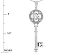 Star K ™ Key to my Heart Clover Key Pendant Necklace with Round Genuine White Topaz
