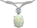 Tommaso Design™ Oval 8x6mm Genuine Opal Pendant Necklace