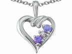 Tommaso Design™ Round Genuine Tanzanite Heart Pendant Necklace
