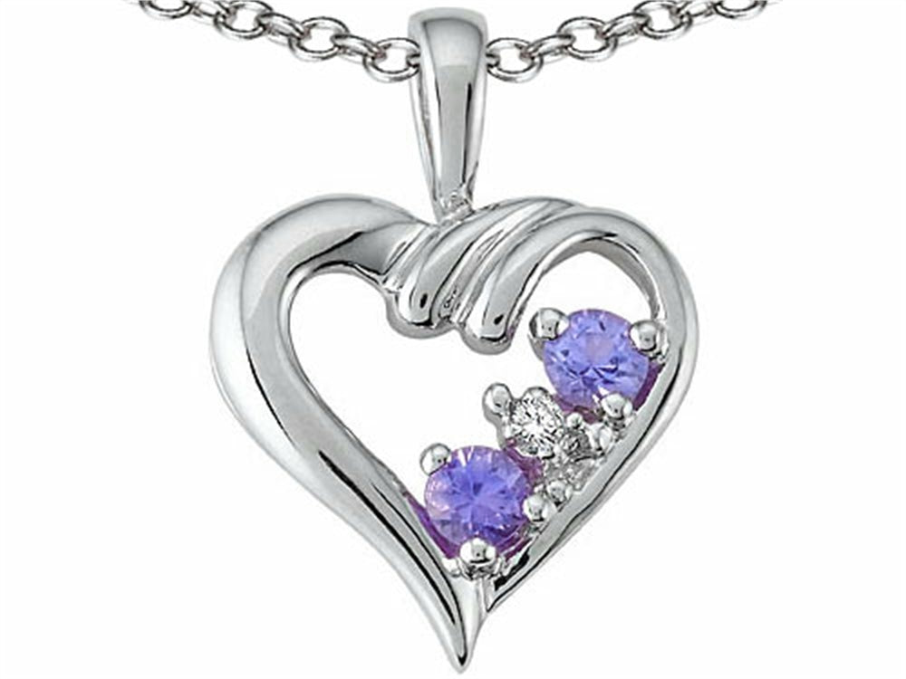 Tommaso Design™ Round Genuine Tanzanite Heart Pendant Necklace