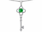 Tommaso Design™ Key to my Heart Clover Pendant Necklace with Simulated Emerald