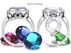 Switch-It Gems Round 10mm Simulated Sapphire Halo Ring with 12 Interchangeable Simulated Birth Months