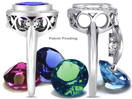 Switch-It Gems Round 10mm Simulated Sapphire Halo Ring with 12 Interchangeable Simulated Birth Months