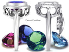 Switch-It Gems Round 10mm Simulated Sapphire Halo Ring with 12 Interchangeable Simulated Birth Months