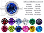 Switch-It Gems Round 10mm Simulated Sapphire Halo Ring with 12 Interchangeable Simulated Birth Months