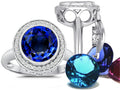 Switch-It Gems Round 10mm Simulated Sapphire Halo Ring with 12 Interchangeable Simulated Birth Months