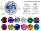 Switch-It Gems™ Round 10mm Simulated Aquamarine Halo Ring with 12 Interchangeable Simulated Birth Months