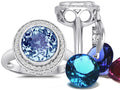 Switch-It Gems™ Round 10mm Simulated Aquamarine Halo Ring with 12 Interchangeable Simulated Birth Months