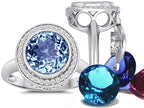 Switch-It Gems™ Round 10mm Simulated Aquamarine Halo Ring with 12 Interchangeable Simulated Birth Months