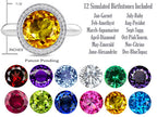 Switch-It Gems Round 10mm Simulated Citrine Halo Ring with 12 Interchangeable Simulated Birth Months