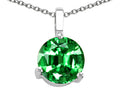 Tommaso Design™ 7mm Round Simulated Emerald Pendant Necklace