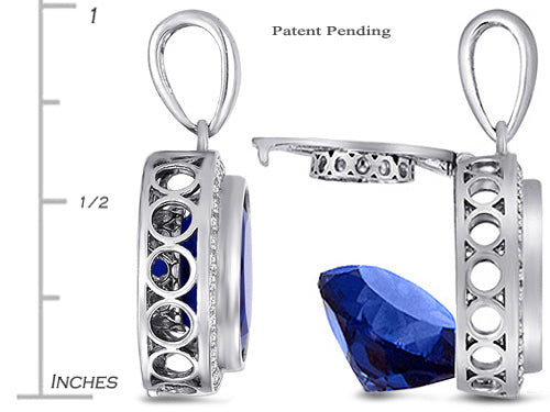 Switch-It Gems™ 12mm Simulated Sapphire Halo Pendant Necklace 12 Interchangeable Simulated Birth Months