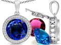Switch-It Gems™ 12mm Simulated Sapphire Halo Pendant Necklace 12 Interchangeable Simulated Birth Months