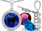 Switch-It Gems™ 12mm Simulated Sapphire Halo Pendant Necklace 12 Interchangeable Simulated Birth Months