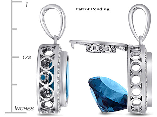 Switch-It Gems™ Round 12mm Simulated Blue Topaz Halo Pendant Necklace 12 Interchangeable Simulated Birth Months