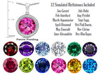 Switch-It Gems™ Round 12mm Simulated Pink Tourmaline Halo Pendant Necklace 12 Interchangeable Simulated Birth Months