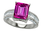 Star K 10x8mm Emerald Cut Created Pink Sapphire Ring
