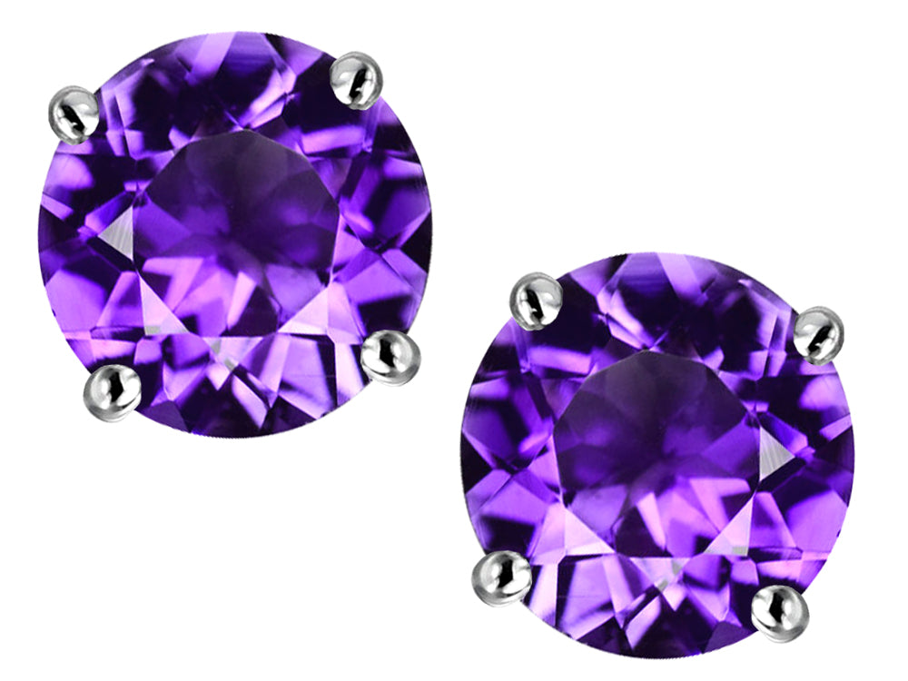 Star K™ 7mm Round Simulated Amethyst Earrings Studs